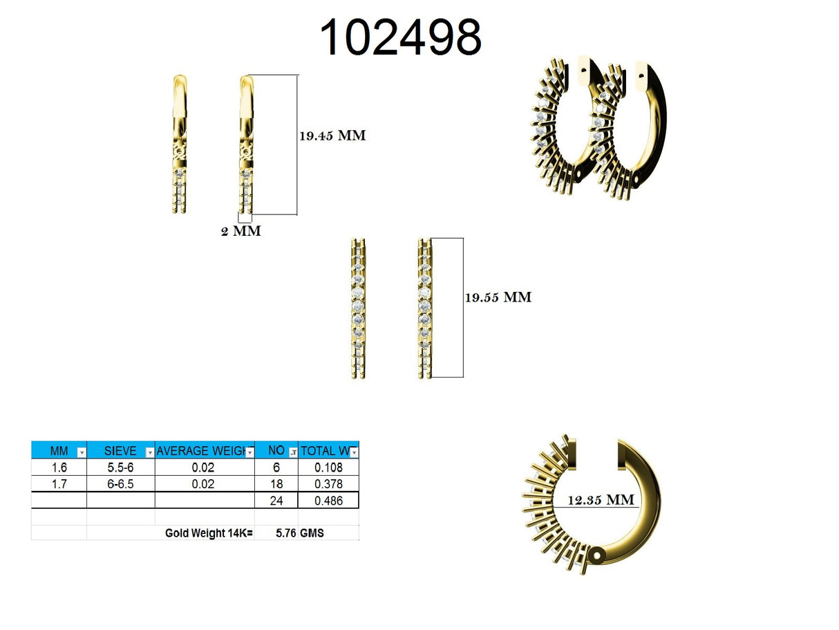 Diamond Hoop Earrings in White Gold 0.48ct