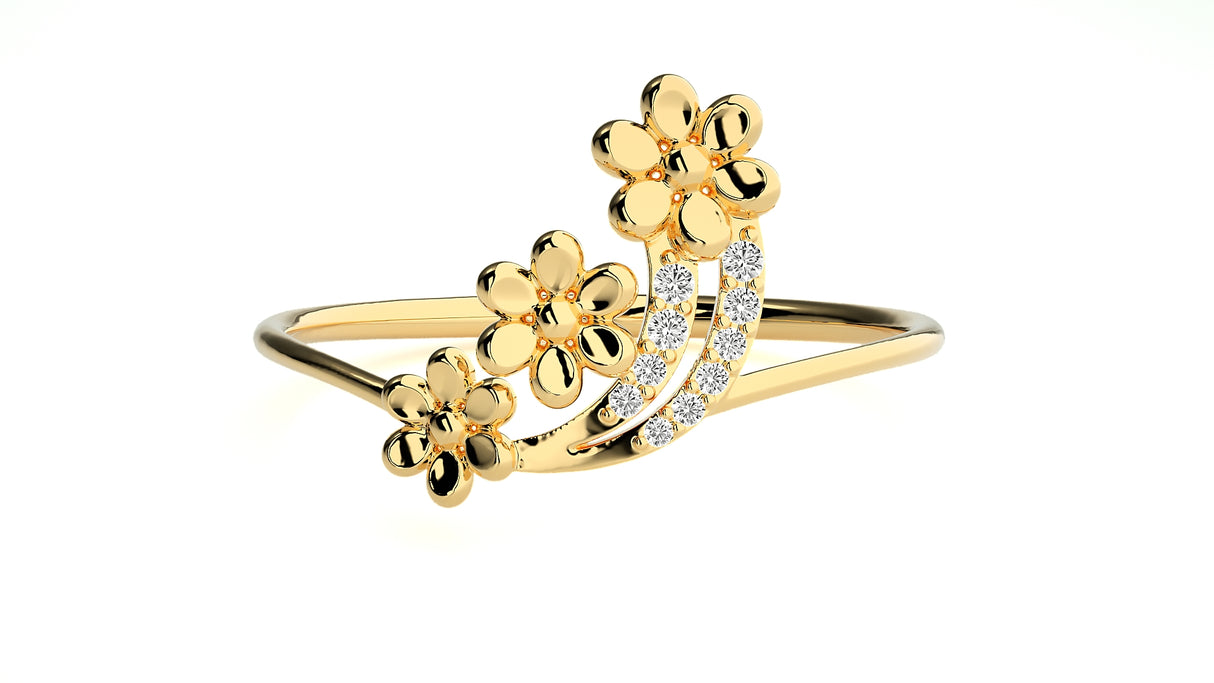 Radiant Floral Diamond Ring 0.12 ct