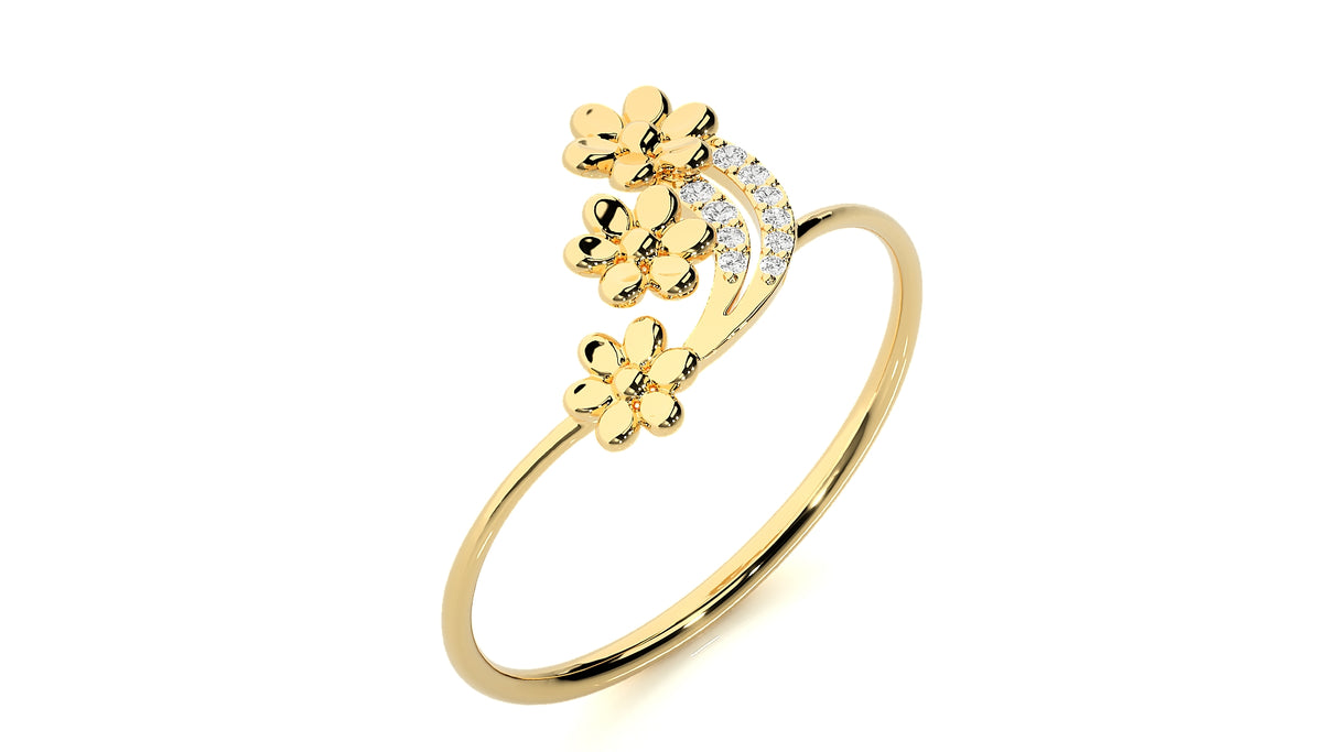 Radiant Floral Diamond Ring 0.12 ct